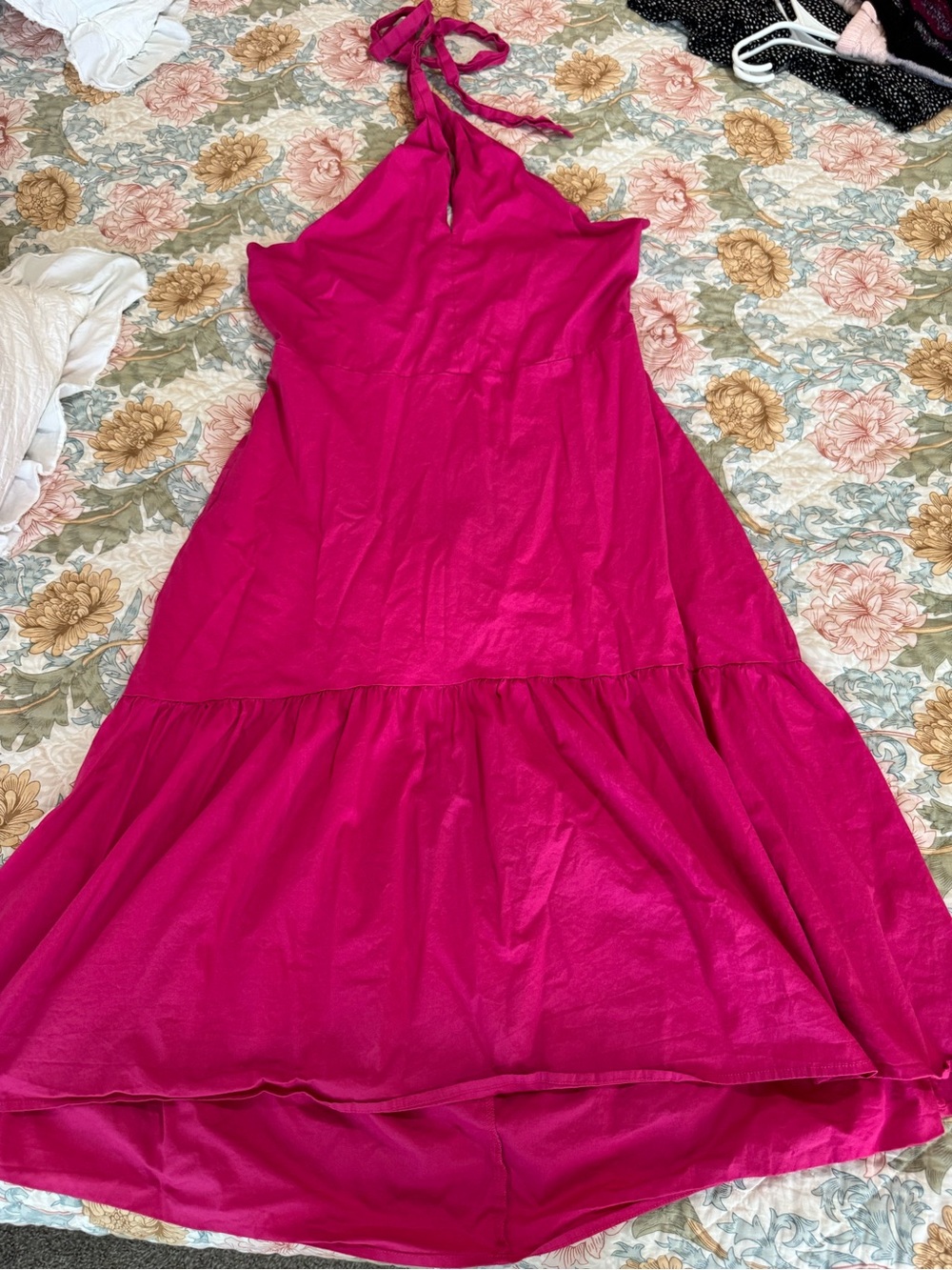 Nine West Fuchsia Smocked Halter Dress